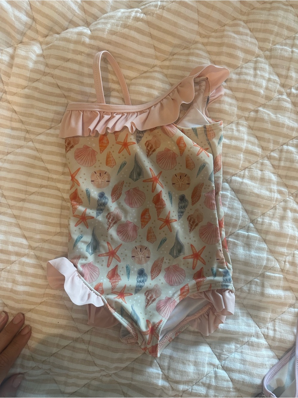 Girls' Pink Seashell Ruffle One-Piece Swimsuit - Pink